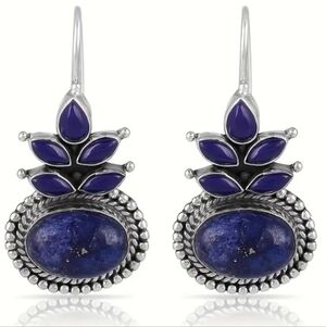 Silvertone and Blue Earrings